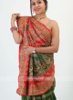 Green And Red Silk Saree